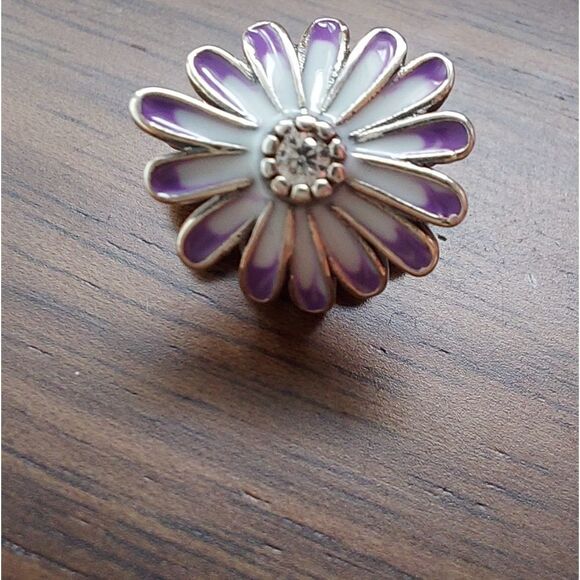 925 Sterling Silver Purple Daisy Flower Charm - Picture 2 of 4